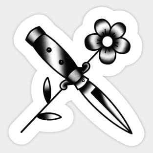 HomeSchoolTattoo knife and Flower Sticker